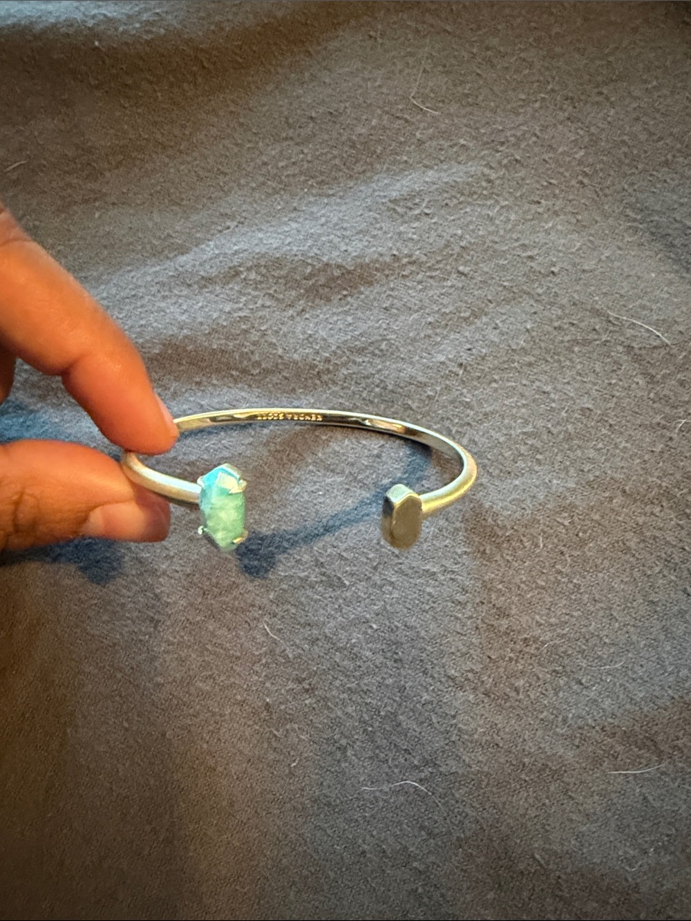Kendra Scott Gold Open Cuff with Aqua Green Crystal